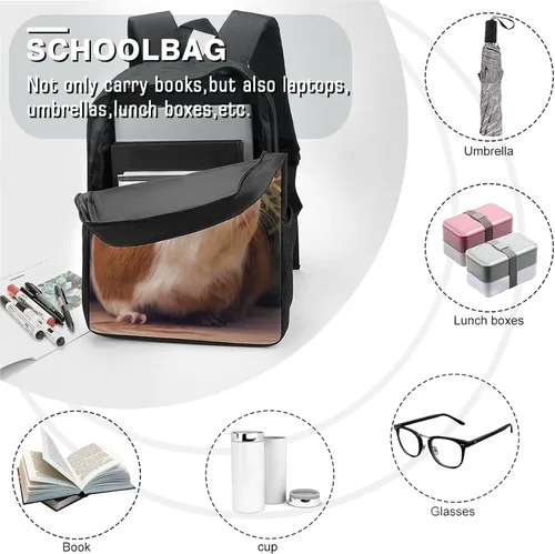 Vista 4 de Mochila para niños con estampado escolar y bolsa de viaje para estudiantes de primaria, adolescentes, niñas y niños, Flores de conejillos de indias