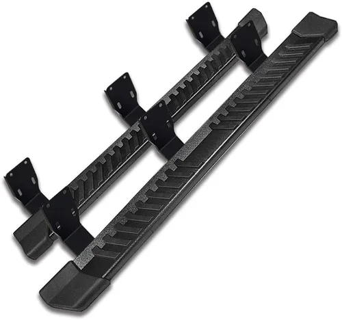 Vista 8 de IKON MOTORSPORTS, Estribos compatibles con Ford F250 F350 F450 F550 Superduty Crew Cab 1999-2016, estilo V, barra lateral de acero inoxidable negro