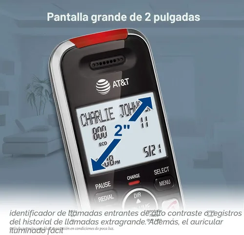 Vista 7 de AT&T BL102 DECT 6.0 Teléfono inalámbrico para el hogar con contestador, bloqueo de llamadas, locutor de identificación de llamadas, asistencia