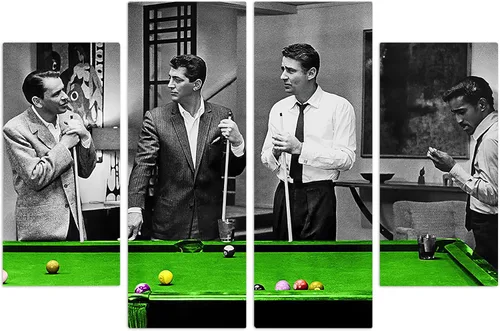 Vista 7 de Rat Pack Playin Pool Arte de Lienzo Colorido Decoración de Pared para el Hogar - Varios Tamaños (5 Piezas Mega)