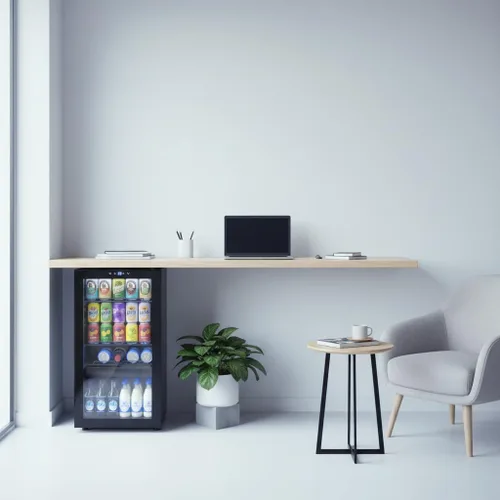 Vista 6 de Refrigerador de bebidas, mini refrigerador de 3.2 pies cúbicos con puerta de vidrio, control de temperatura digital ajustable para refrescos