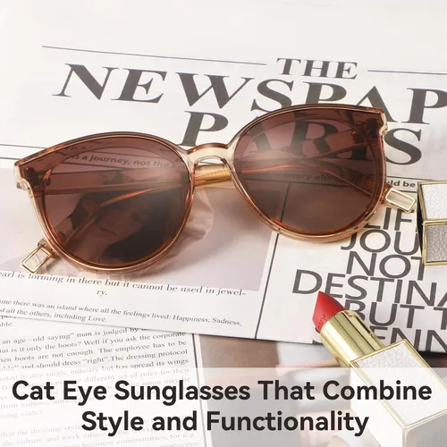 Vista 2 de Lentes de sol polarizados de gran tamaño para mujeres y hombres, lentes de sol de ojo de gato, lentes de sol retro con montura grande, color negro