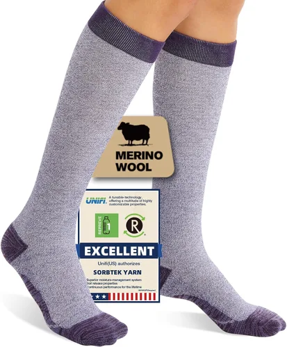 Vista 18 de Merino Wool Compression Socks for Women Men 15-20 mmHg for flying Bobina gris