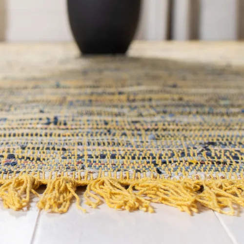 Vista 5 de Safavieh Rag Collection RAR127B - Alfombra de algodón tejida a mano, color azul y multicolor, Algodón, Amarillo/Multi