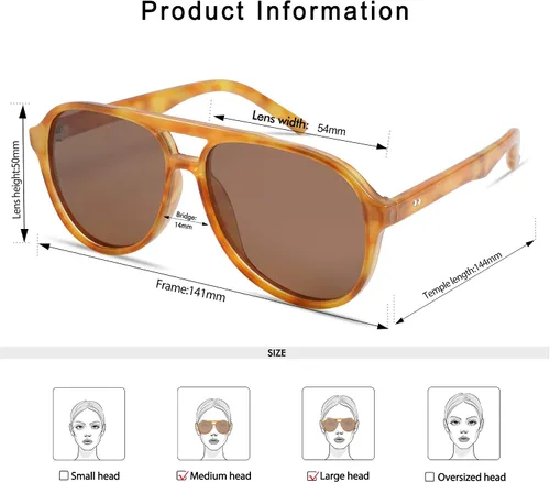 Vista 5 de Gafas de sol de aviador polarizadas retro para mujeres y hombres de los años 70 vintage doble puente Sunnies AP3654