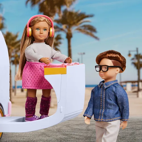 Vista 6 de Lori Sweet Escape SUV de lujo para muñecas pequeñas, coche rosa con luces