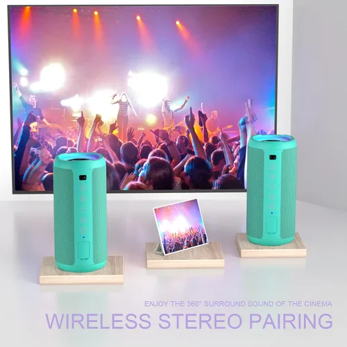 Vista 2 de Ortizan Paquete de 2 altavoces Bluetooth portátiles X10 (paquete de 2) – IPX7 impermeable, 24 W potente sonido estéreo, 30 horas de reproducción