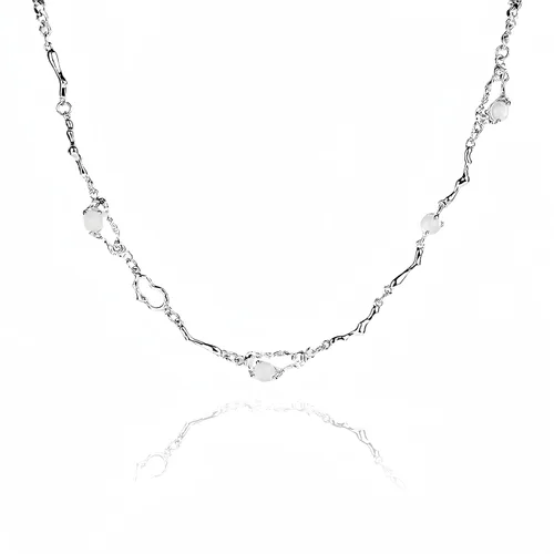 Vista 67 de Y2k - Collar irregular con dije de estrella, piedra de luna, diseño de cadena de moda, joyería de plata picante para mujer