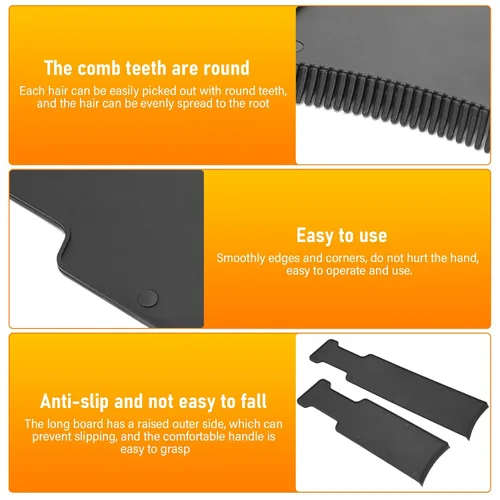 Vista 6 de Plplaaoo Tabla de balayage con dientes, 2 piezas de tablero de reflejos para teñir y colorear, tablero de aluminio negro para teñir el cabello