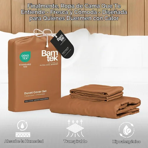 Vista 3 de Juego de funda de edredón - Funda de edredón 100% viscosa derivada de bambú, tamaño King, 3 piezas de funda de edredón refrescante de lujo