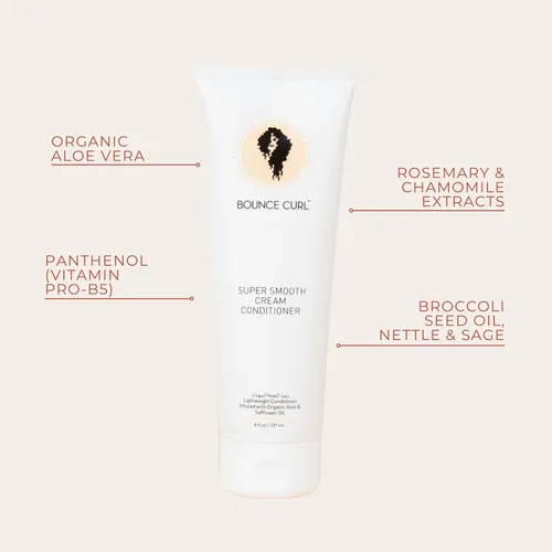 Vista 4 de Bounce Curl - Acondicionador desenredante hidratante para cabello rizado fino y medio, aceite de aloe y semillas negras, color seguro, sin silicona