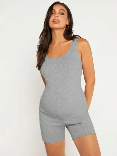 Vista 4 de Floerns Enterizo corto de maternidad para mujer, cuello redondo, sin mangas, ajustado, para yoga