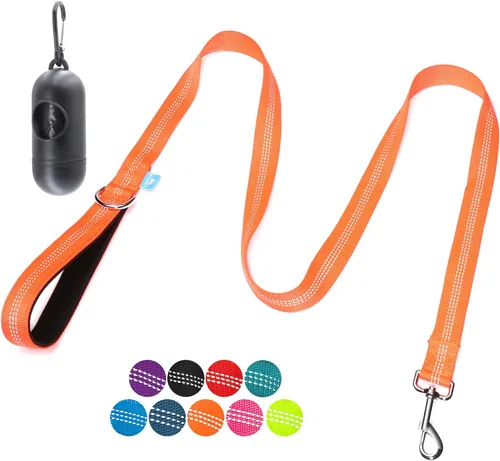 Vista 31 de BAAPET Correa de nailon para perro de 5 pies con triple hilos reflectantes y cómodo mango acolchado para caminar, entrenar cachorros pequeños Negro