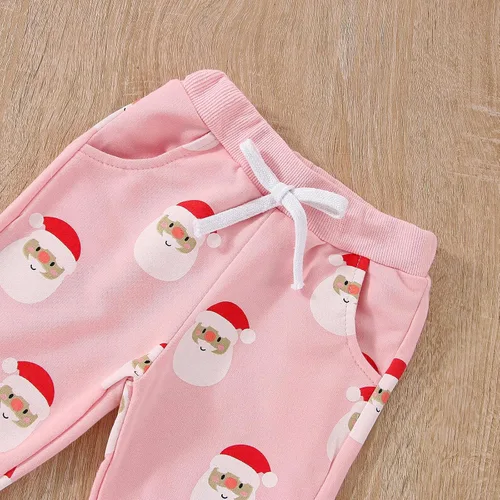 Vista 6 de Gueuusu Conjunto de sudadera de Papá Noel de manga larga para bebés, niñas y niños, ropa de otoño e invierno