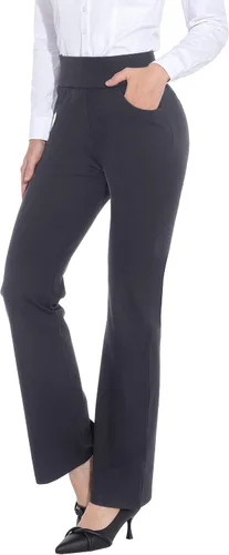 Vista 2 de ZTN - Pantalones de cintura alta con control de barriga para mujer, pantalones de vestir con 4 bolsillos, pantalones de trabajo para negocios