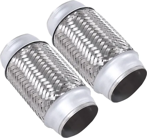 Vista 15 de 2 piezas de tubo flexible de escape de acero inoxidable doble trenzado 1.75" x 4" con extremos de 4" de largo