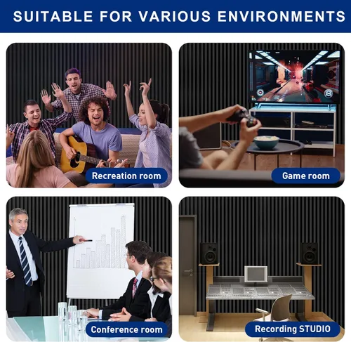 Vista 7 de Paquete de 4 paneles de espuma acústica, cuña insonorizada de 2 x 24 x 48 pulgadas para paredes, paneles absorbentes de sonido, aislamiento acústico