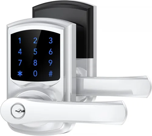 Vista 10 de Signstek Cerradura de puerta de entrada sin llave con asa, perilla de puerta de teclado digital, cerradura electrónica inteligente con código