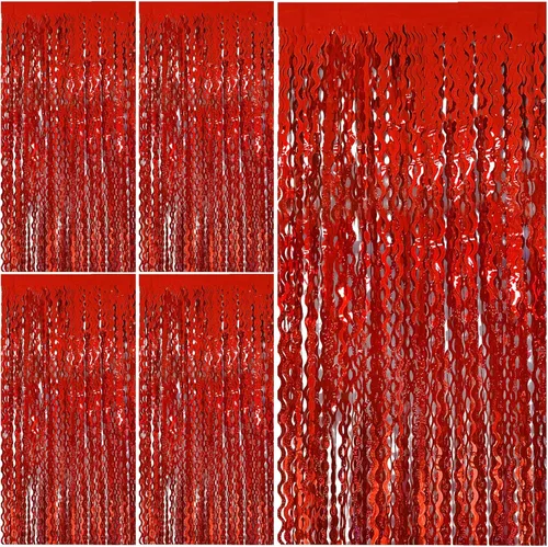 Vista 25 de Cortinas de Flecos de Aluminio con Serpentinas Negras para Telón de Fondo de Fiesta Serpentinas de Aluminio para Decoraciones de Cumpleaños
