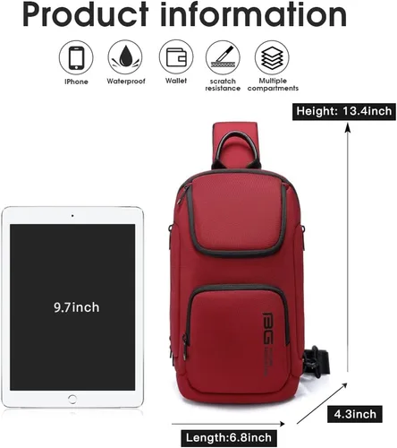 Vista 5 de BANGE Sling Bag, Waterproof Men's Chest Bag Shoulder bags Crossbody Sling Backpack for Men