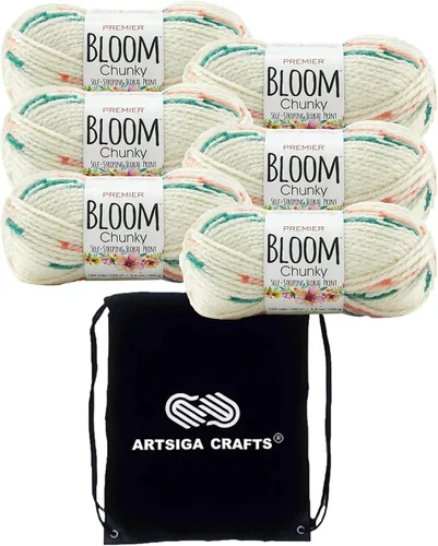 Vista 12 de Premier Yarns Bloom Chunky Hydrangea 1114-01 (6 madejas, el mismo lote de tinte) - Hilo acrílico grueso y voluminoso #5 para ganchillo y tejer