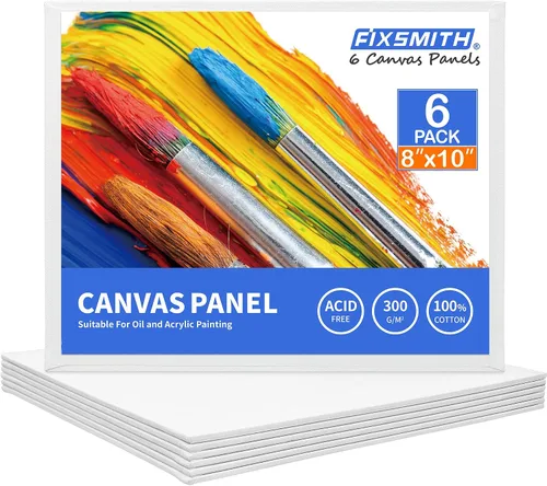 Vista 41 de FIXSMITH - Bastidores de lienzo para pintar 4x4 pulgadas, paquete súper económico de 24 mini lienzos, paneles de lienzo en blanco, 100% algodón