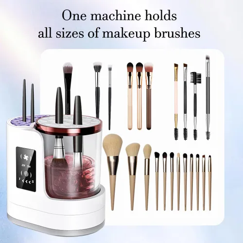 Vista 11 de Máquina limpiadora y secadora de brochas de maquillaje eléctrica, herramienta automática de limpieza profunda 3 en 1 con limpiador de brochas