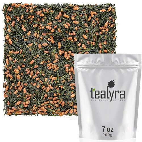 Vista 5 de Tealyra - Imperial Gyokuro Genmaicha - Té japonés de hojas sueltas - Té verde Gen Mai Cha con arroz tostado integral - Nivel de cafeína bajo - 3.53