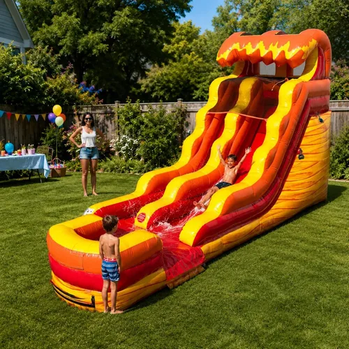 Vista 12 de TentandTable Tobogán acuático inflable para niños y adultos, diversión acuática gigante de grado comercial, incluye soplador de aire eléctrico, 35