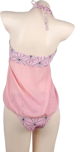 Vista 3 de polemaetus Traje de baño Kamado Nezuko para mujer, bikini de dos piezas, traje de baño de anime halter, Nezuko