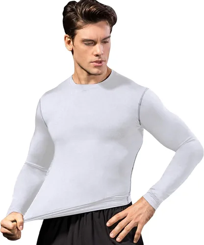 Vista 3 de Queerier Paquete de 3 camisetas de compresión para hombre, camisetas de manga larga para hombre, camiseta térmica deportiva
