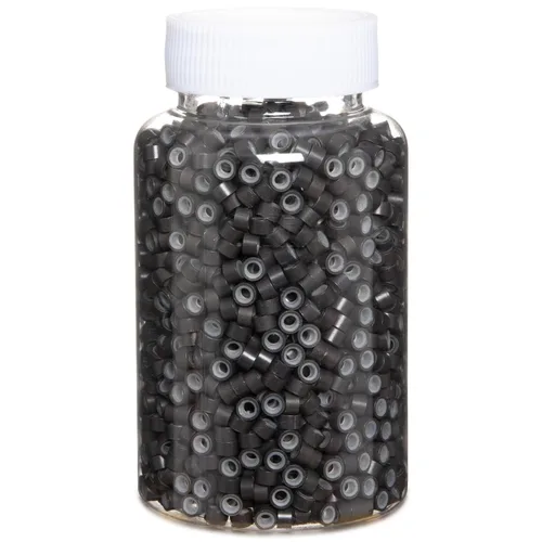 Vista 22 de Anillas de microenlace de 4 mm con forro de silicona, cuentas de oropel para extensiones de pelo, 300 unidades, color negro