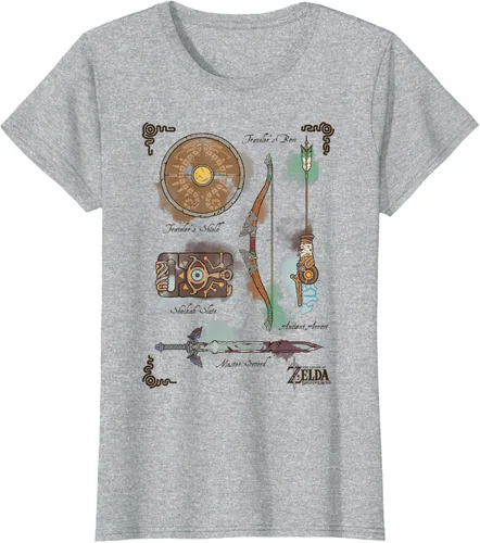 Vista 30 de Zelda Breath of The Wild Link Inventory - Camiseta gráfica Gris Oscuro