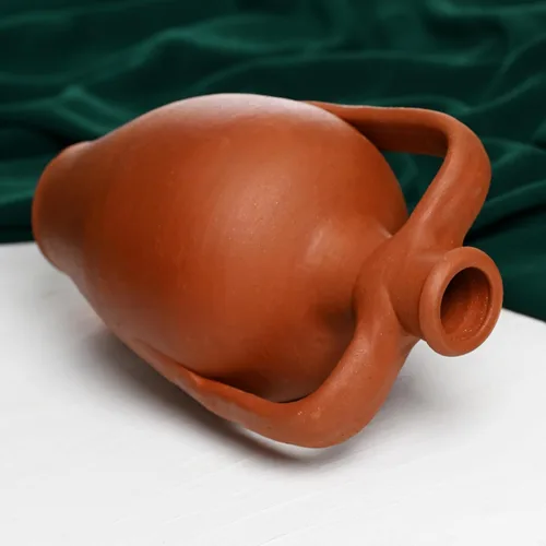 Vista 7 de Jarra de agua de ánfora de doble mango de terracota, jarra de arcilla, jarra de vino, jarrón de decoración del hogar, tarro de cerámica, regalo