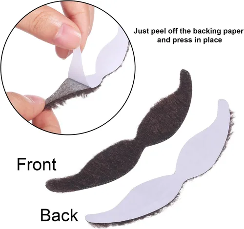 Vista 2 de HESTYA 48 piezas de bigotes falsos a granel, autoadhesivas, novedad de bigotes, calcomanías de bigotes de pirata francés, disfraz de barba