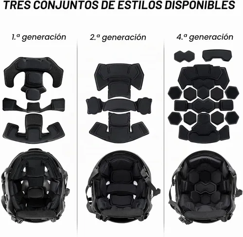 Vista 9 de Almohadillas tácticas para casco - Insertos universales de recambio de espuma de memoria interna para cascos ACH, MICH, EXF 2º negro