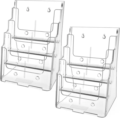 Vista 7 de MaxGear Soporte acrílico para folletos de 8.5 x 11 pulgadas, organizador de literatura transparente de 4 niveles, soporte exhibidor para revistas