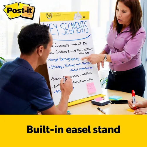 Vista 2 de Post-it Almohadilla de caballete de mesa portátil súper pegajosa con panel de borrado en seco, ideal para profesores y estudiantes virtuales, 20 x