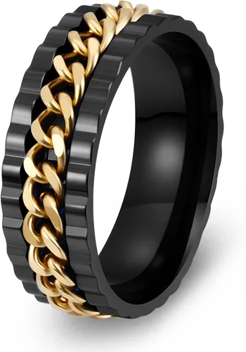 Vista 14 de Anillos giratorios para hombres y mujeres, anillos de ansiedad para hombres, anillos de cadena para adultos, anillos de titanio y acero