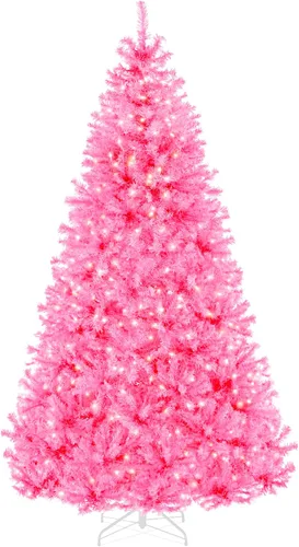 Vista 143 de Best Choice Products Árbol de Navidad azul bebé preiluminado de 6 pies, decoración navideña artificial completa con 947 puntas de rama, 250 luces
