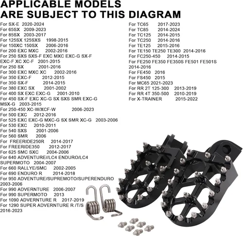 Vista 2 de JFG RACING - Estriberas de bicicleta de tierra, reposapiés CNC para motocicleta para 50-1290 SX SXF EXC EXCF XC XCF XCW SUPER MOTO ENDURO AVENTURA