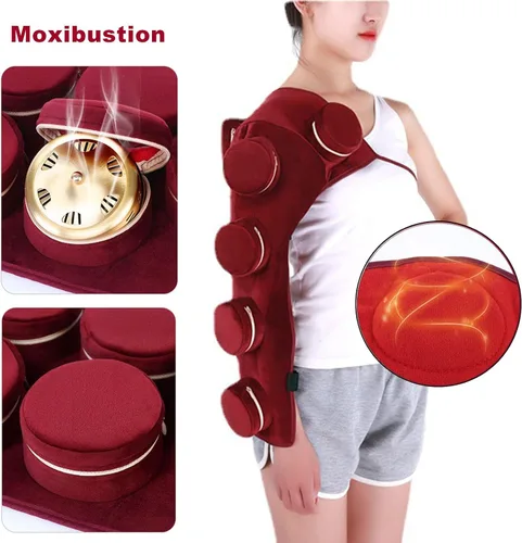 Vista 2 de NICHOY Bolsa de moxibustión sin humo, caja de cobre quemador Moxa, termostato giratorio de tres velocidades, masaje de moxibustión de hombro
