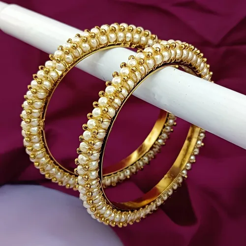Vista 2 de Efulgenz Estilo indio Bollywood tradicional imitación perla piedra boda pulsera brazalete conjunto joyería
