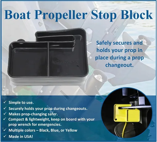 Vista 5 de JSP Manufacturing Marine Boat Prop Stop Propeller Stop Block - Varios colores - Negro, Azul o Amarillo