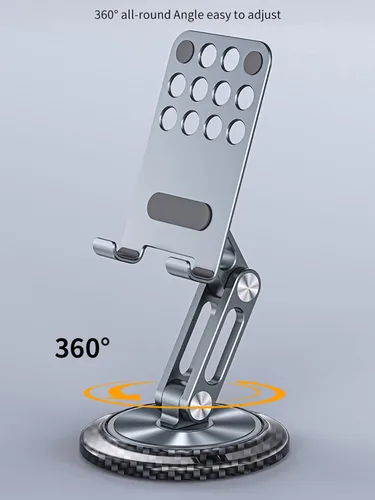 Vista 4 de Aluminum Foldable Phone Stand for Desk with Carbon Steel Base, Fully Adjustable Foldable Desktop Phone Holder Cradle Dock Compatible with iPhone