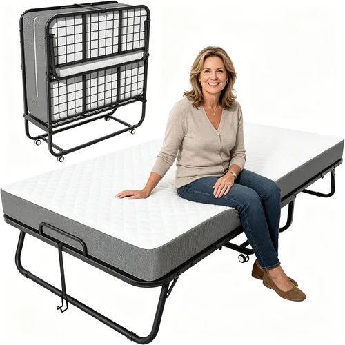Vista 10 de INTERGREAT Cama plegable con colchón, cama plegable portátil de 75.2 x 31.5 pulgadas para adultos, cama plegable con colchón de 5 pulgadas
