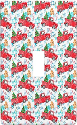 Vista 8 de Cubierta de interruptor de luz dúplex de 1 banda, cubierta decorativa de Navidad con copos de nieve rojos, placa frontal decorativa para cocina