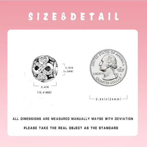 Vista 4 de HappyStar 925 Sterling Silver Birthstone Charms fits Charms Bracelets for Womanwith 5A Cubic Zirconia Dangle Pendant Bead,Happy Birthday Charms for