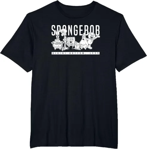 Vista 40 de Bob Esponja Vintage Group Simple Logo Camiseta, Negro