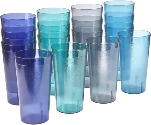 Vista 13 de Café. 16 piezas, resistente a la rotura, 20 oz. Vasos para bebidas con calidad de restaurante, Multicolor